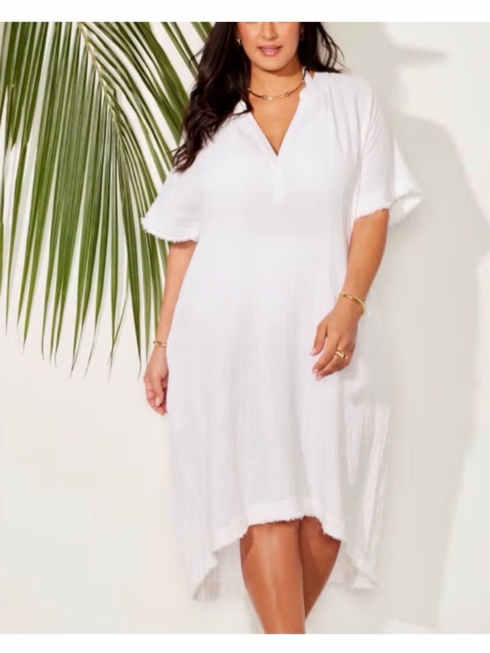 NWT Gauze High Low Hem Swimsuit Coverup Beach Dress
Plus Size 18 20 2X 1X white